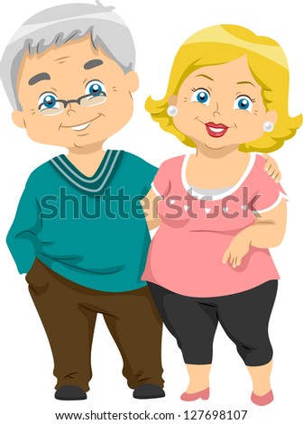 Illustration of Happy Senior Couples