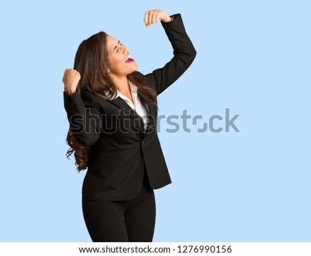 Full body young busines woman who does not surrender