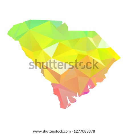 Abstract Polygon Map - Vector illustration Low Poly Colorful South Carolina map of isolated. Vector Illustration eps10. 