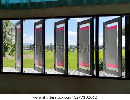 glass window in modern style isolated in the house