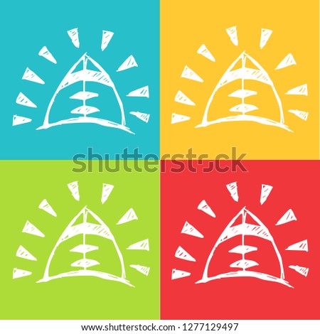 Vector Illustration of Football with Pattern Red, Yellow, Blue and Green Background. Graphic Design for Logo and T-shirt. 