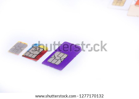 Cellular sim cards isolated on white background