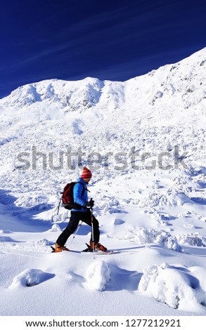 Ski touring in harsh winter conditions