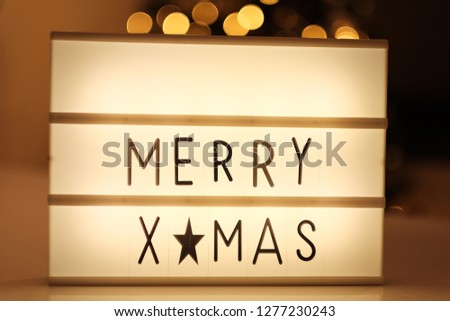 text merry christmas, lightbox