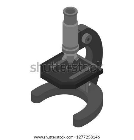 Black microscope icon. Isometric of black microscope vector icon for web design isolated on white background