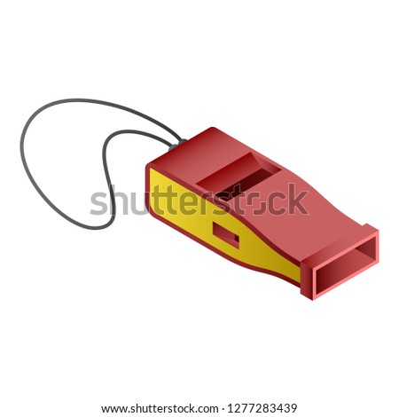 Red whistle icon. Isometric of red whistle vector icon for web design isolated on white background