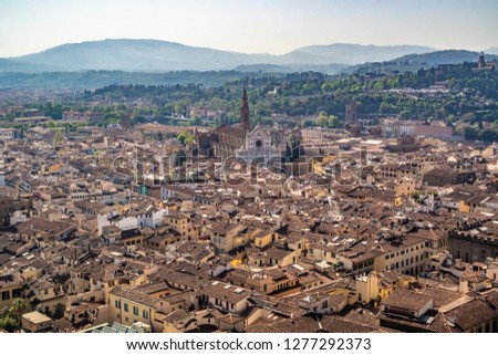 Panoramic view on the art city of Florence from the Dome of the Duomo, Tuscany - Italy