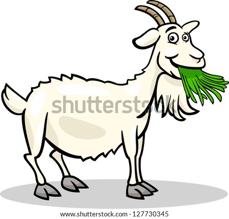 Cartoon Vector Illustration of Funny Goat Farm Animal