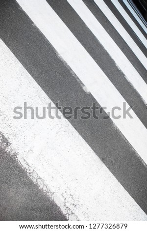 Empty white and gray crosswalk on asphalt road
