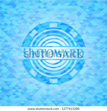 Untoward sky blue emblem with mosaic ecological style background