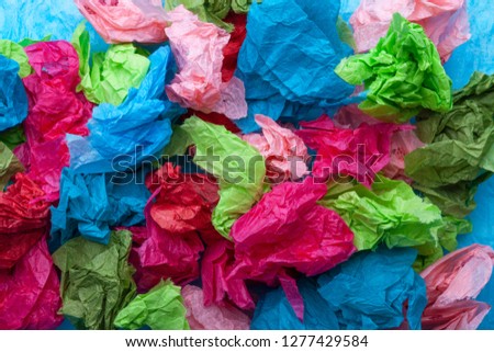 Crumpled colorful tissue paper