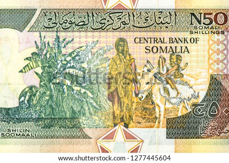 50 Somali shilings, 1990  the national currency of Somalia. Close Up UNC Uncirculated - Collection.
