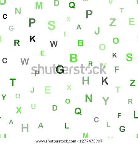 Light Green vector seamless texture with ABC characters. Shining colorful illustration with isolated letters. Texture for window blinds, curtains.