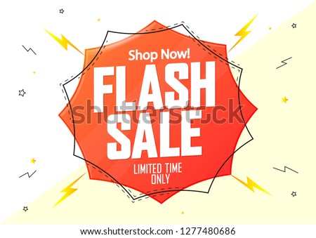 Flash Sale, banner design template, discount poster, limited time only, vector illustration