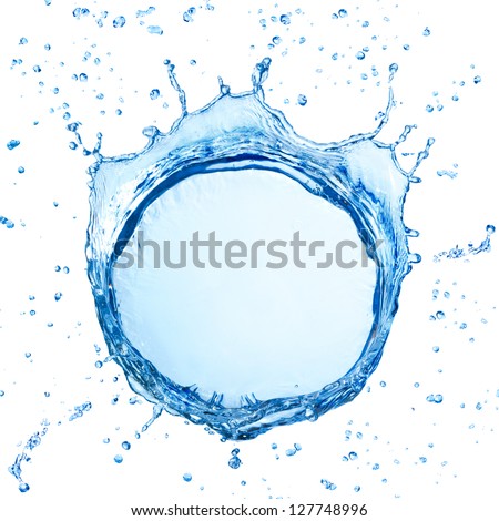 water splash with ripple from top view isolated on white