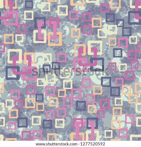 Seamless pattern. An abstraction containing colored sloppy squares. Background consisting of seething twists.