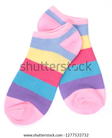 cute of colorful socks isolated on white background