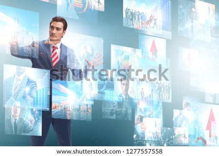 Collage of photos with businessman