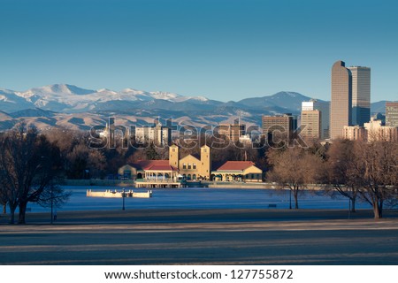 Downtown Denver Winter Skyline From City Park