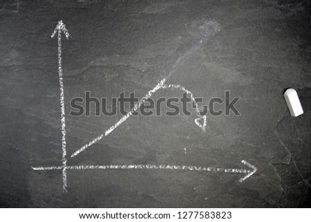 On a dark marble surface is drawn with chalk a diagram that shows only a positive trend. This was corrected into the negative - concept for economic turnaround into the recession