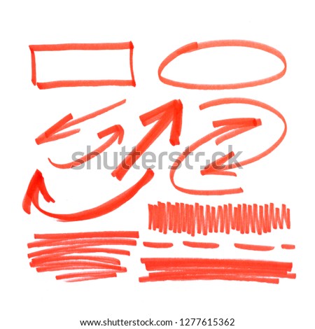 set of orange abstract hand-painted marker Royalty-Free Stock Photo #1277615362