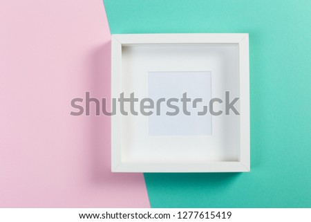  white frame on pink and menthol background