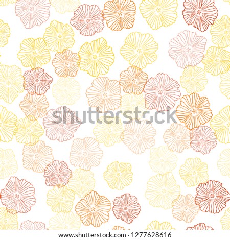 Light Red, Yellow vector seamless abstract pattern with flowers. Shining colored illustration with flowers. Pattern for design of fabric, wallpapers.