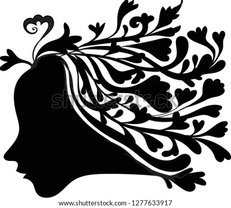 The young lady. Hand drawn vector illustration. For graphic design, pattern,background,books illustration,decoration,magazine,logo,advertisement,clip arts,greeting cards.