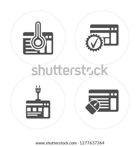 4 Browser, Browser modern icons on round shapes, vector illustration, eps10, trendy icon set.