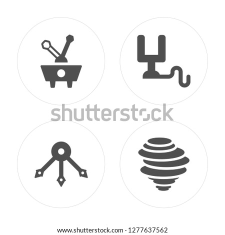 4 Pendulum, Oscillation, Magnet, Vortex modern icons on round shapes, vector illustration, eps10, trendy icon set.
