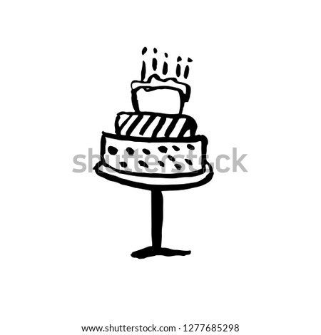 Birthday cake with candles grunge icon. Vector illustration.