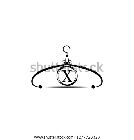 Fashion vector logo. Clothes hanger logo. Letter X logo. Tailor emblem. Wardrobe icon - Vector design