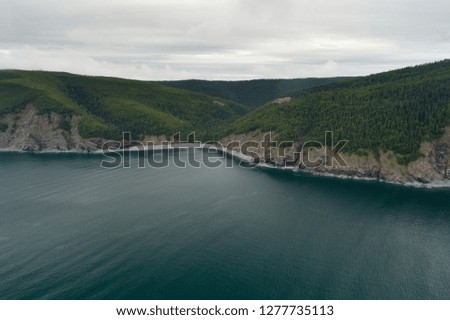 Aerial view of the coast of the sea of ​​Okhotsk. 
North of  Khabarovsk territory, far East, Russia.