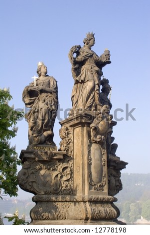 statue from charles bridge -st. barbara, elizabeth and margaret