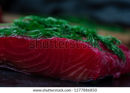 Gravlax, scandinavian cured salmon with beetroot and fennel
