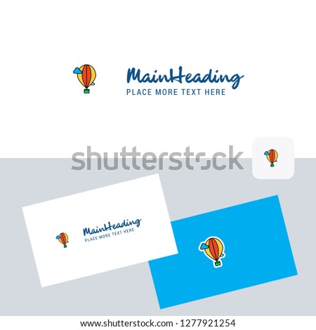 Hot air balloon  vector logotype with business card template. Elegant corporate identity. - Vector