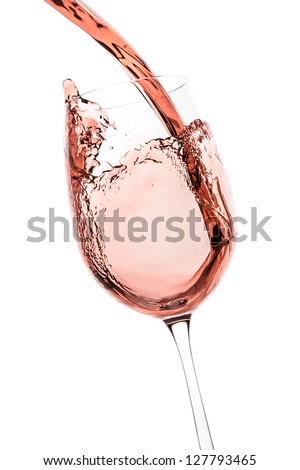 rose wine splashing on white background