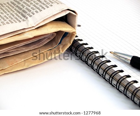pen, newspaper  and notebooks #4