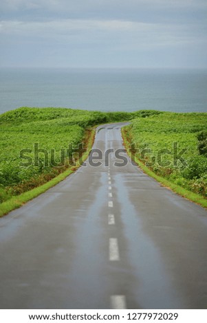 The beautiful road of Hokkaido in Japan.