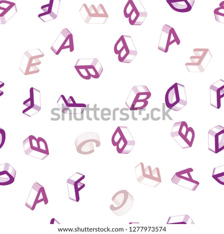 Light Pink vector seamless background with 3D signs of alphabet. Shining colorful 3D illustration with isolated letters. Pattern for trendy fabric, wallpapers.