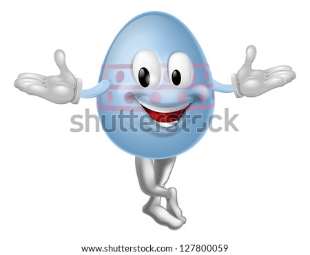 An illustration of a happy fun cartoon Easter egg mascot character