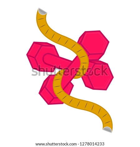 Isolated weight with a measuring tape. Vector illustration design
