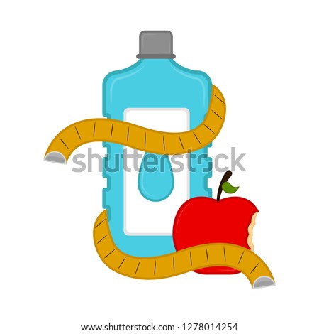 Water bottle icon with a measuring tape. Vector illustration design