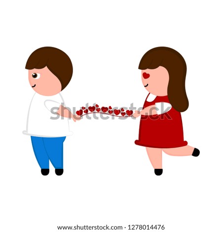 Isolated couple ribbon wirh a heart ribbon. Valentines day. Vector illustration design