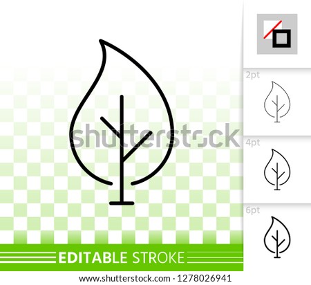 Geometric Tree thin line icon. Outline web sign of abstract sapling. Birch linear pictogram with different stroke width. Simple vector transparent symbol. Eco plant editable stroke icon without fill