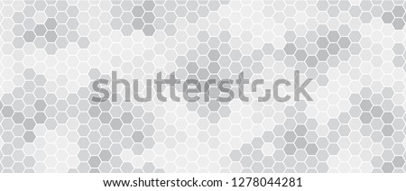 Gray, black, white beehive background. Honeycomb, bees hive cells pattern. Bee honey shapes. Vector geometric seamless texture symbol. Hexagon, hexagonal raster, mosaic cell sign or icon. Gradation. Royalty-Free Stock Photo #1278044281