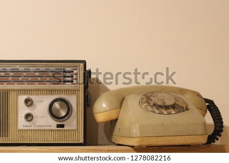 vintage technology - old vintage Radio with telephone closeup