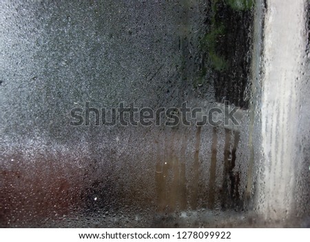 water drops on the window in cold weather