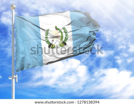 National flag of Guatemala on a flagpole