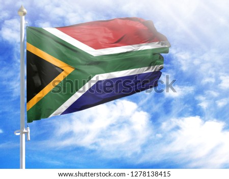 National flag of South Africa on a flagpole